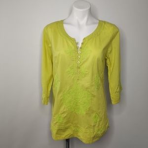 Soft Surroundings Yellow Embroidered Tunic